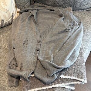 Sans Souci Gray Distressed Cardigan